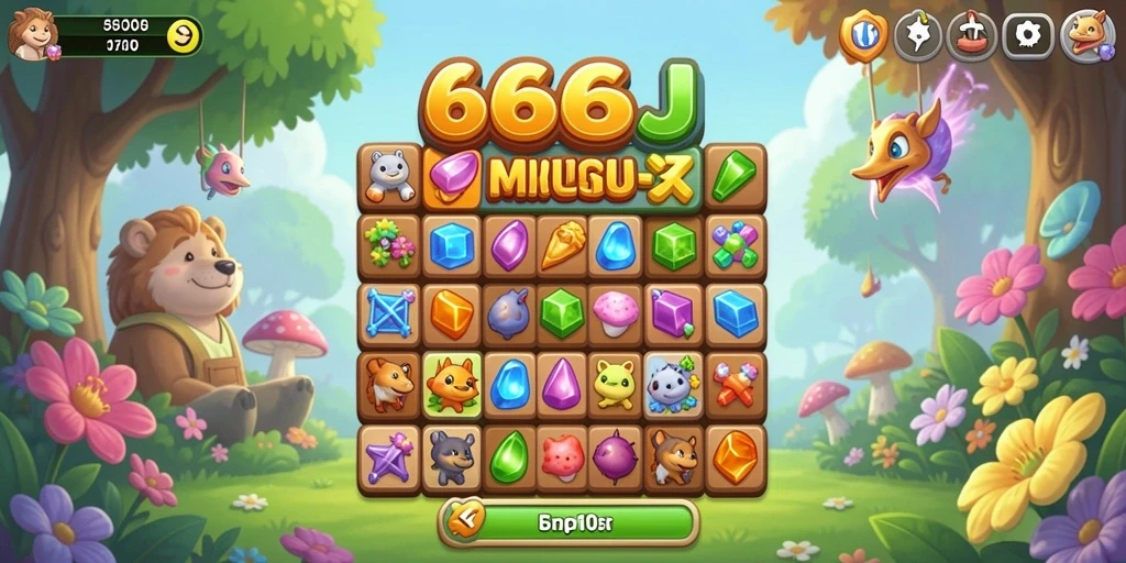 Screenshot gameplay menarik dari 666J dengan tantangan Match-3.