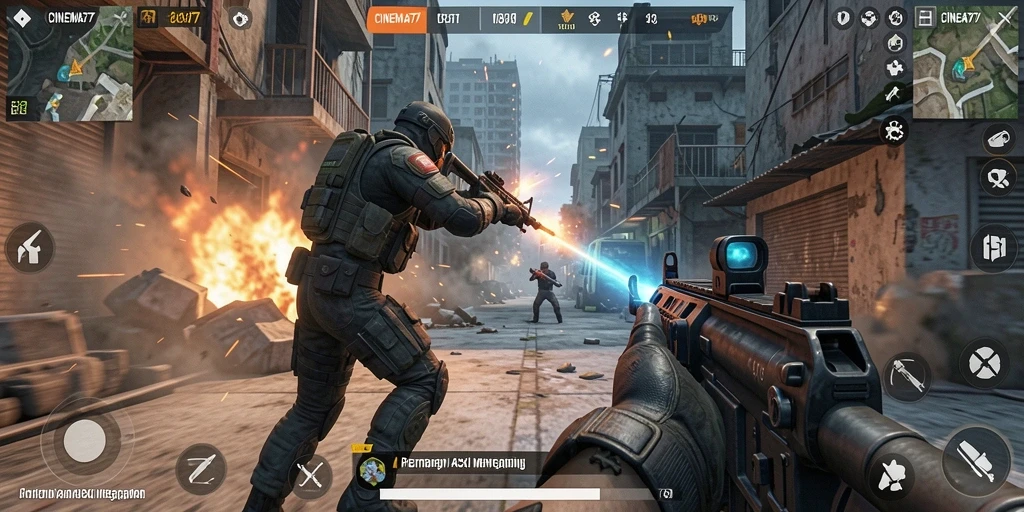 Tampilan menarik dari gameplay aksi menegangkan CINEMA77.