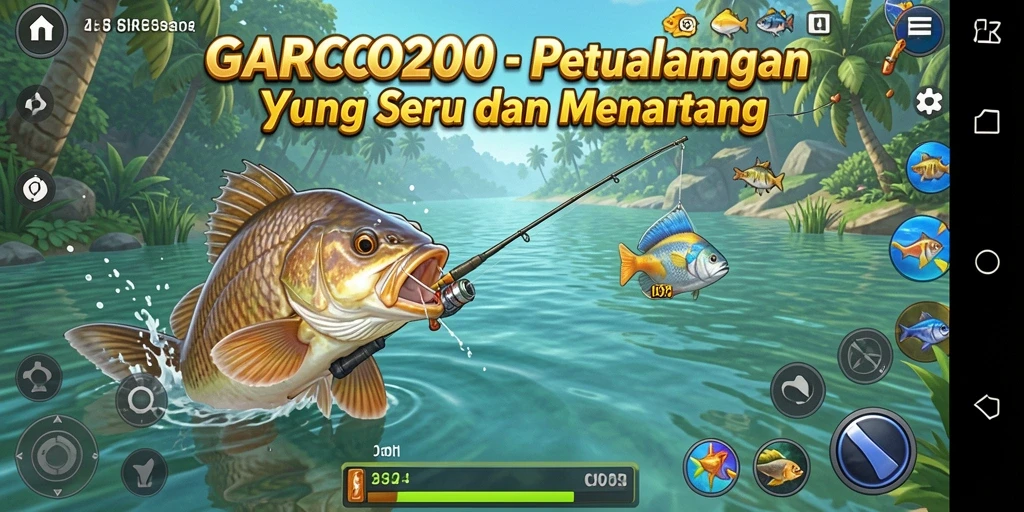 Gameplay GARCO200 menampilkan aksi memancing yang mendebarkan dan pemandangan indah.