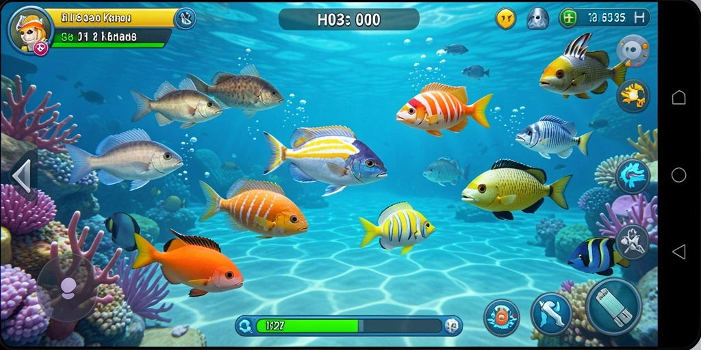 Tampilan gameplay Tembak Ikan H03 yang penuh aksi.