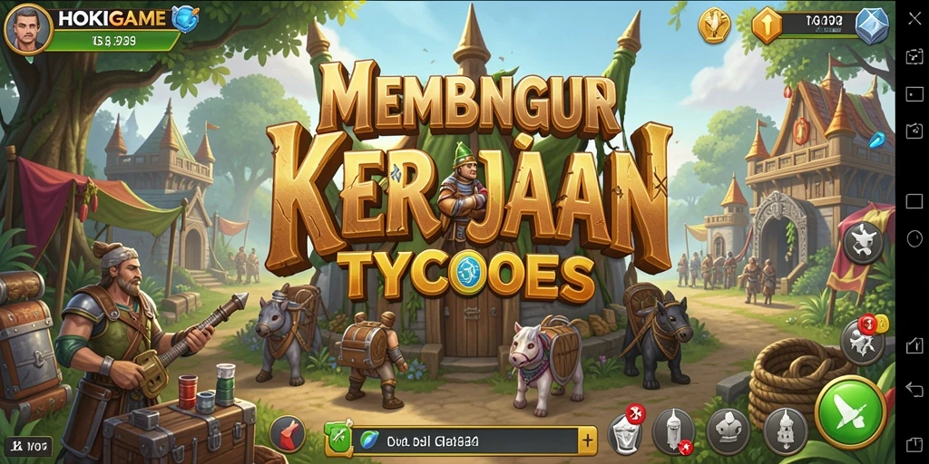 Gameplay HOKIGAME menampilkan suasana persaingan bisnis yang menantang.