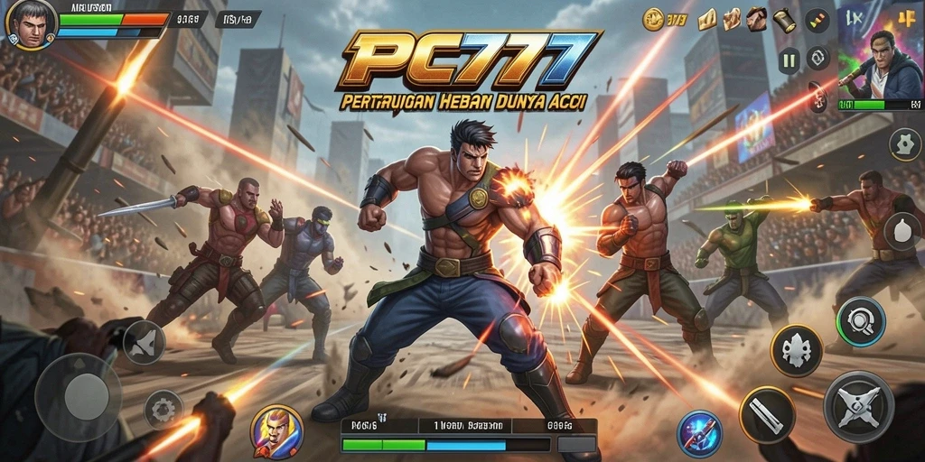 Tangkapan layar PC777 menampilkan aksi pertarungan yang seru dan mendebarkan.