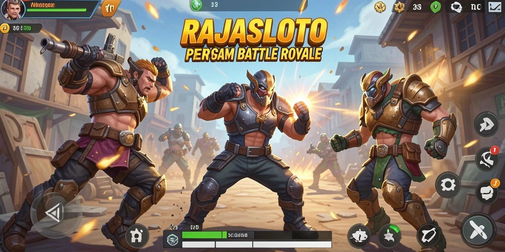 Screenshot gameplay seru RAJASLOTO dalam mode Battle Royale.