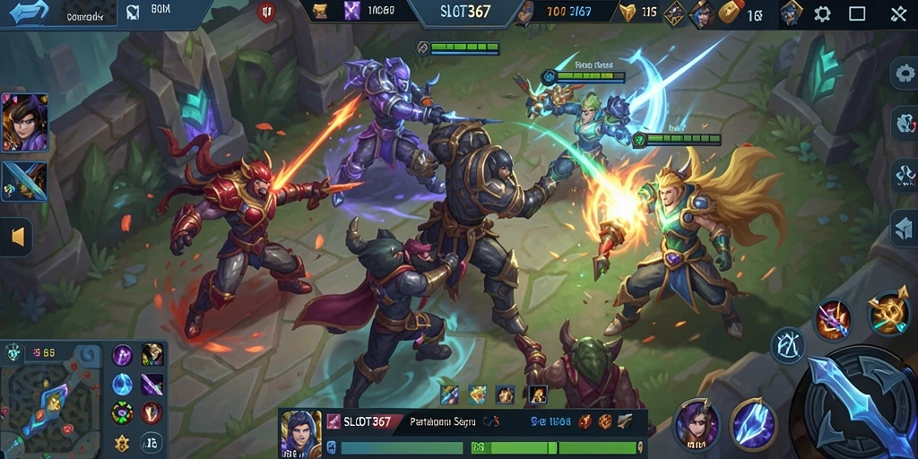 Tangkapan layar SLOT367 menampilkan aksi seru dalam pertarungan MOBA.
